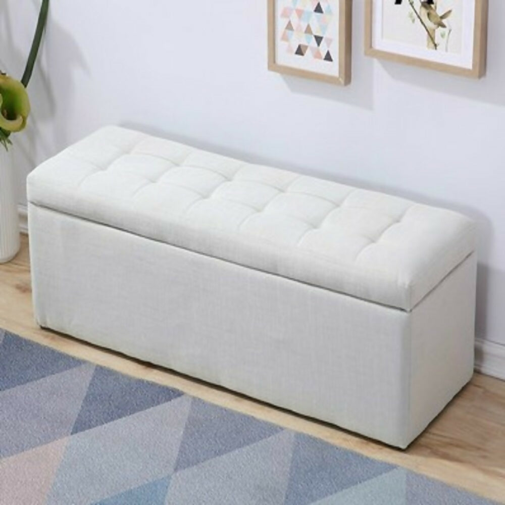 puf baul blanco tela 80x40