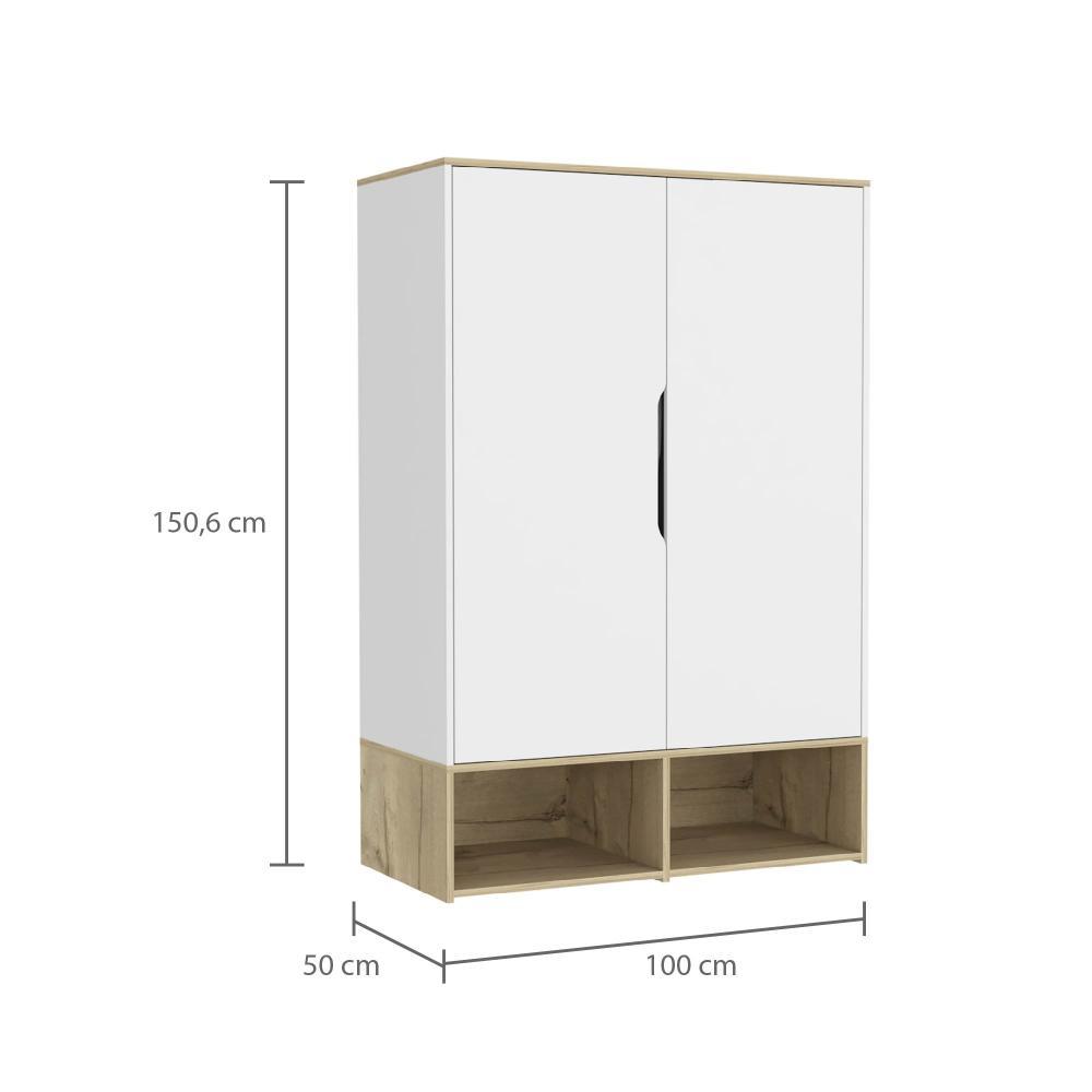 Closet Zapatero Vicktus, Blanco y Café Claro, Con Dos Puertas Batientes, Amplios Espacios Para Almacenamiento