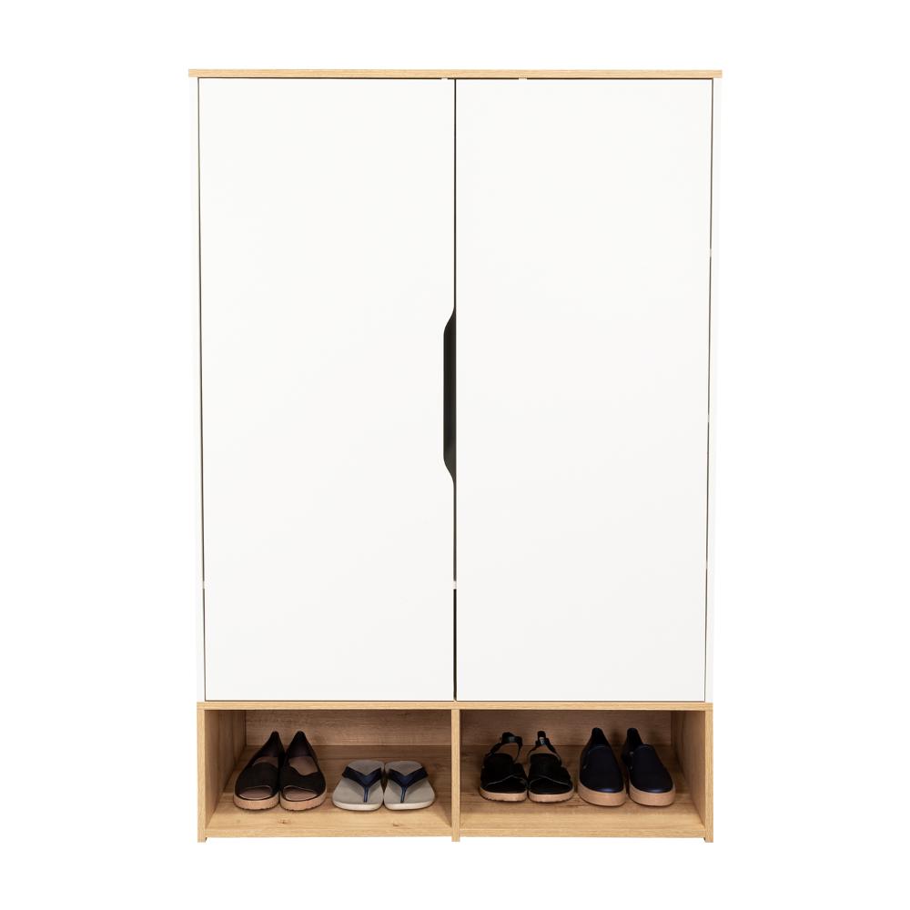 Closet Zapatero Vicktus, Blanco y Café Claro, Con Dos Puertas Batientes, Amplios Espacios Para Almacenamiento