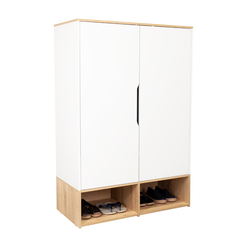 Closet Zapatero Vicktus, Blanco y Café Claro, Con Dos Puertas Batientes, Amplios Espacios Para Almacenamiento