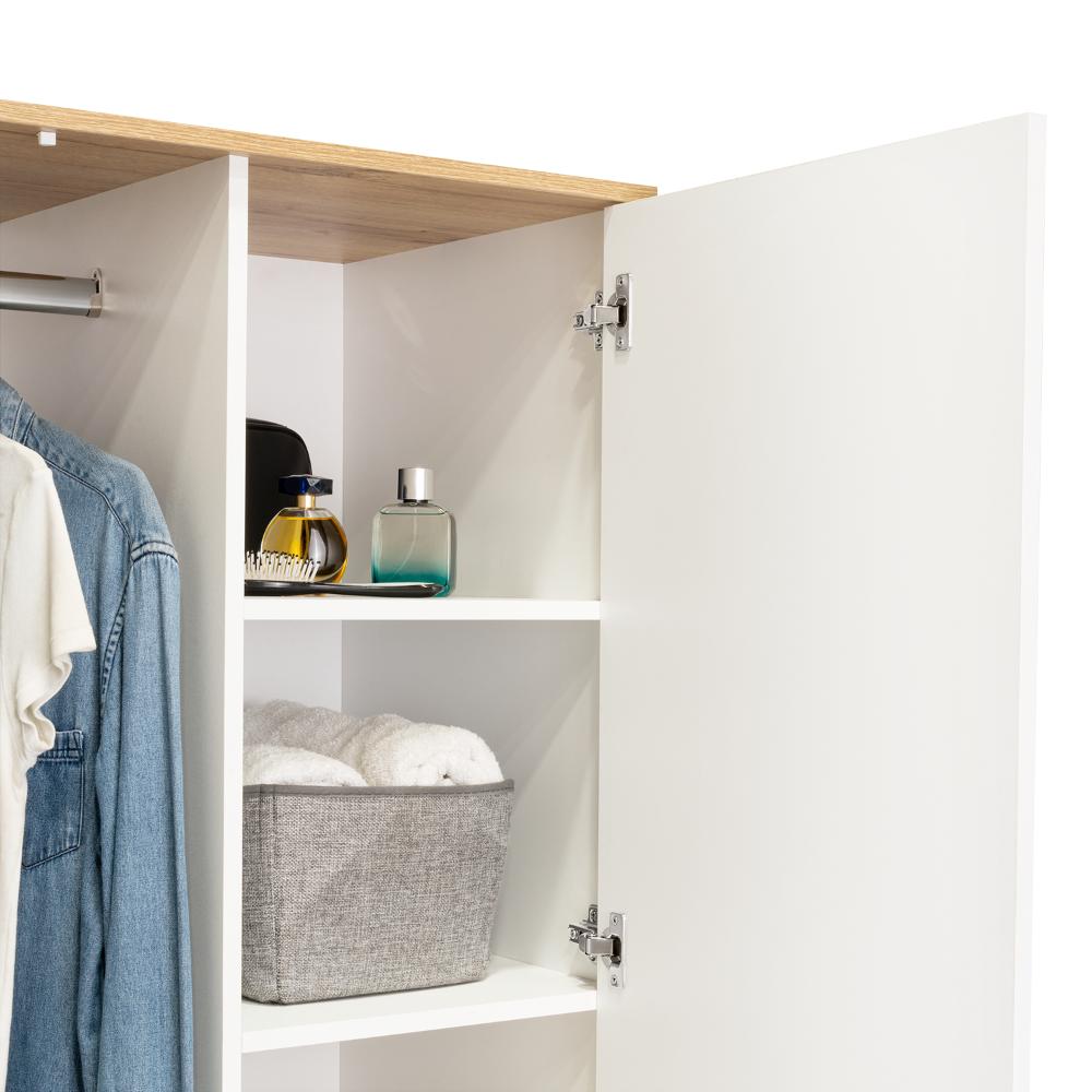 Closet Zapatero Vicktus, Blanco y Café Claro, Con Dos Puertas Batientes, Amplios Espacios Para Almacenamiento