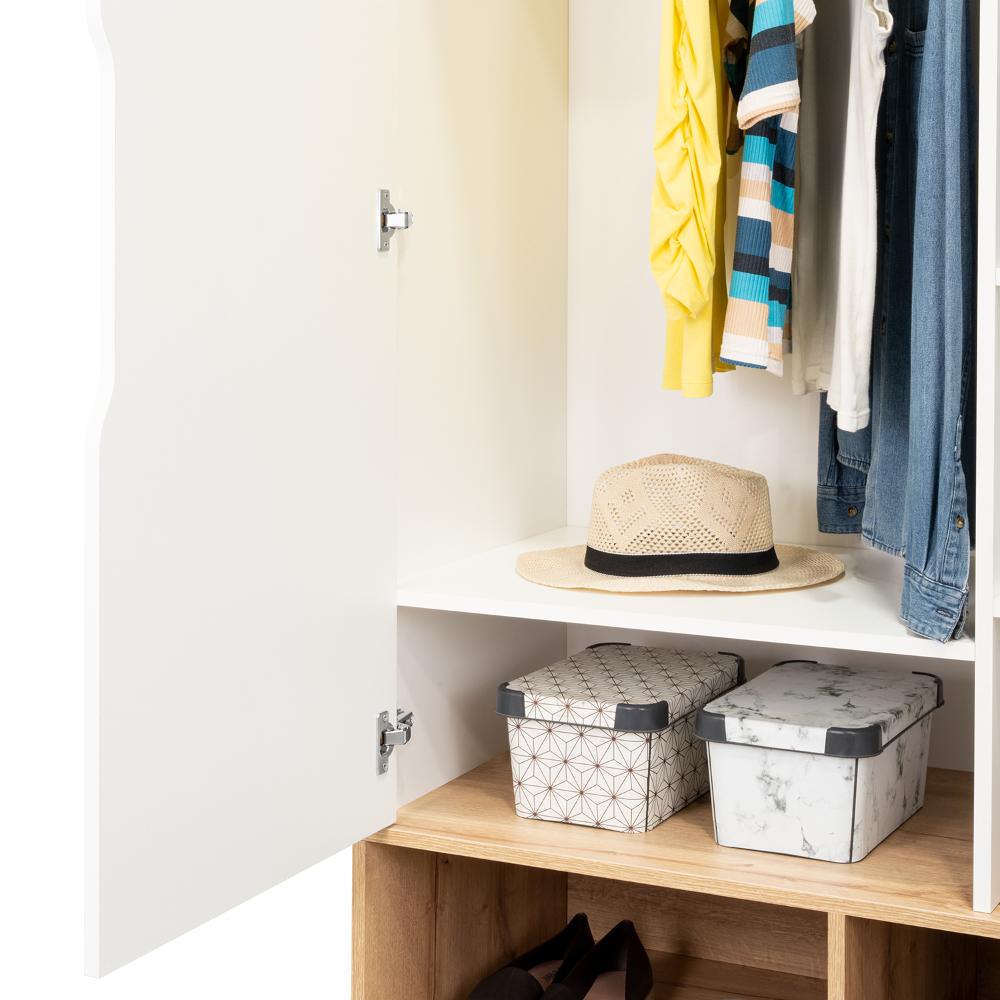 Closet Zapatero Vicktus, Blanco y Café Claro, Con Dos Puertas Batientes, Amplios Espacios Para Almacenamiento