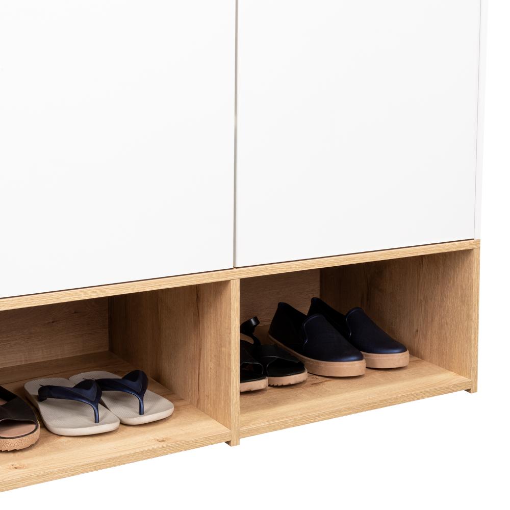 Closet Zapatero Vicktus, Blanco y Café Claro, Con Dos Puertas Batientes, Amplios Espacios Para Almacenamiento