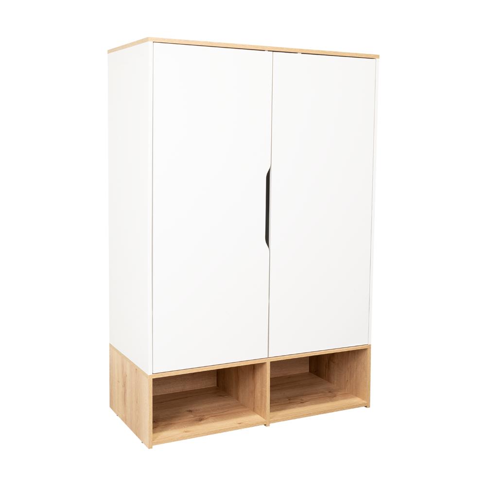 Closet Zapatero Vicktus, Blanco y Café Claro, Con Dos Puertas Batientes, Amplios Espacios Para Almacenamiento