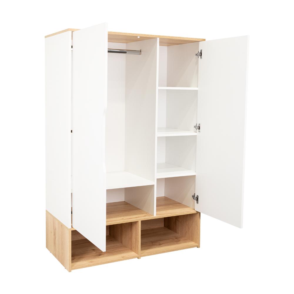 Closet Zapatero Vicktus, Blanco y Café Claro, Con Dos Puertas Batientes, Amplios Espacios Para Almacenamiento