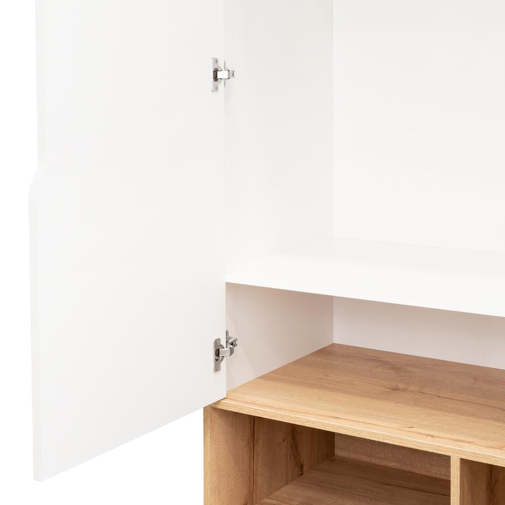 Closet Zapatero Vicktus, Blanco y Café Claro, Con Dos Puertas Batientes, Amplios Espacios Para Almacenamiento