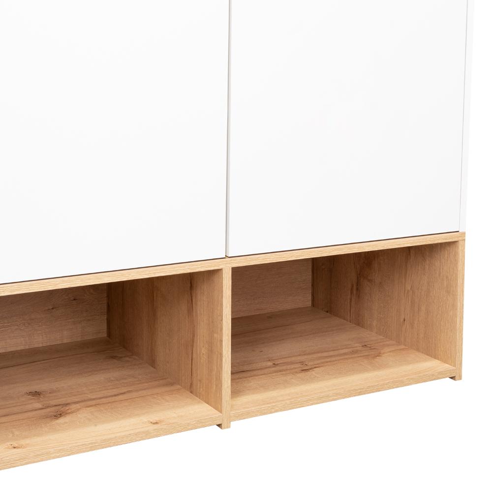 Closet Zapatero Vicktus, Blanco y Café Claro, Con Dos Puertas Batientes, Amplios Espacios Para Almacenamiento