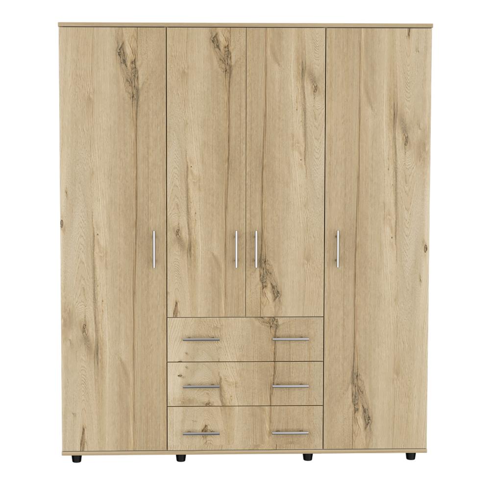 Closet Fontana, Café Claro y Blanco, con Cuatro Tubos Para Colgar Ropa y Zapatero En La Parte Inferior