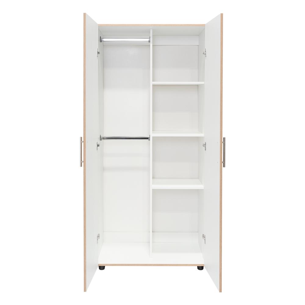 Closet Tera, Café claro y Blanco Vainilla, Dos Puertas Abatibles y Dos Tubos Cromados