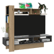 Mesa Para Tv Vegas, Café Claro y Plata Oscuro, con Espacio Para Televisor de Hasta 55 Pulgadas