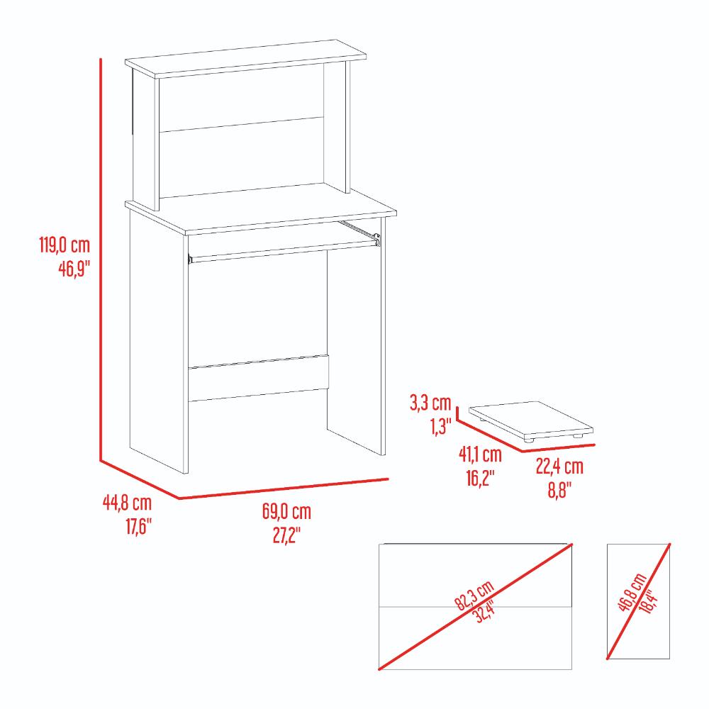 Escritorio Melvac, Fresno Europeo y Wengue, con porta teclado y rieles metálicos