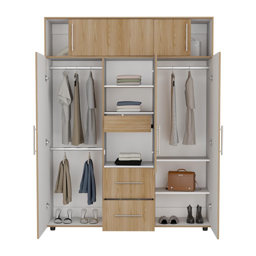 Closet Montano 160, Fresno Europeo y Blanco, con tres puertas