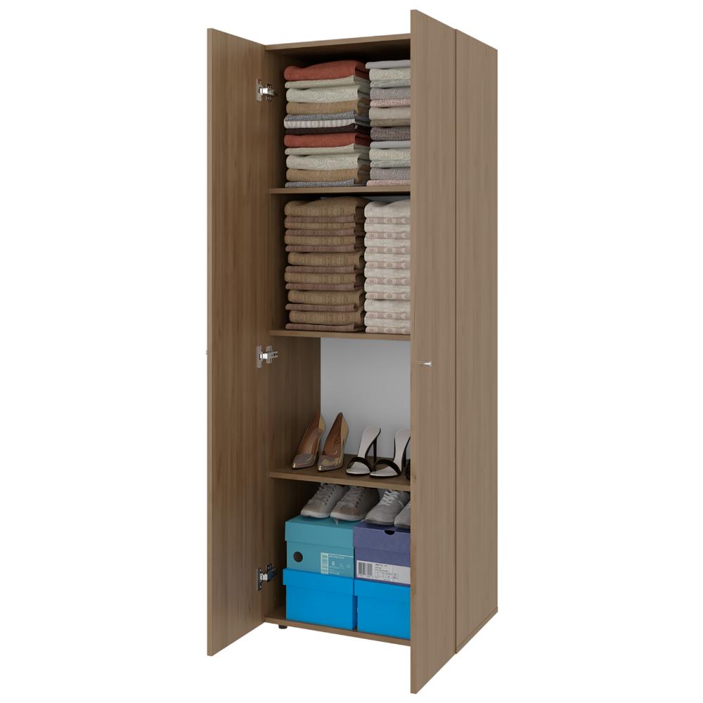 Closet Beico, Fresno Europeo y Blanco Duqueza, con dos Puertas Abatibles y cuatro entrepaños ZF