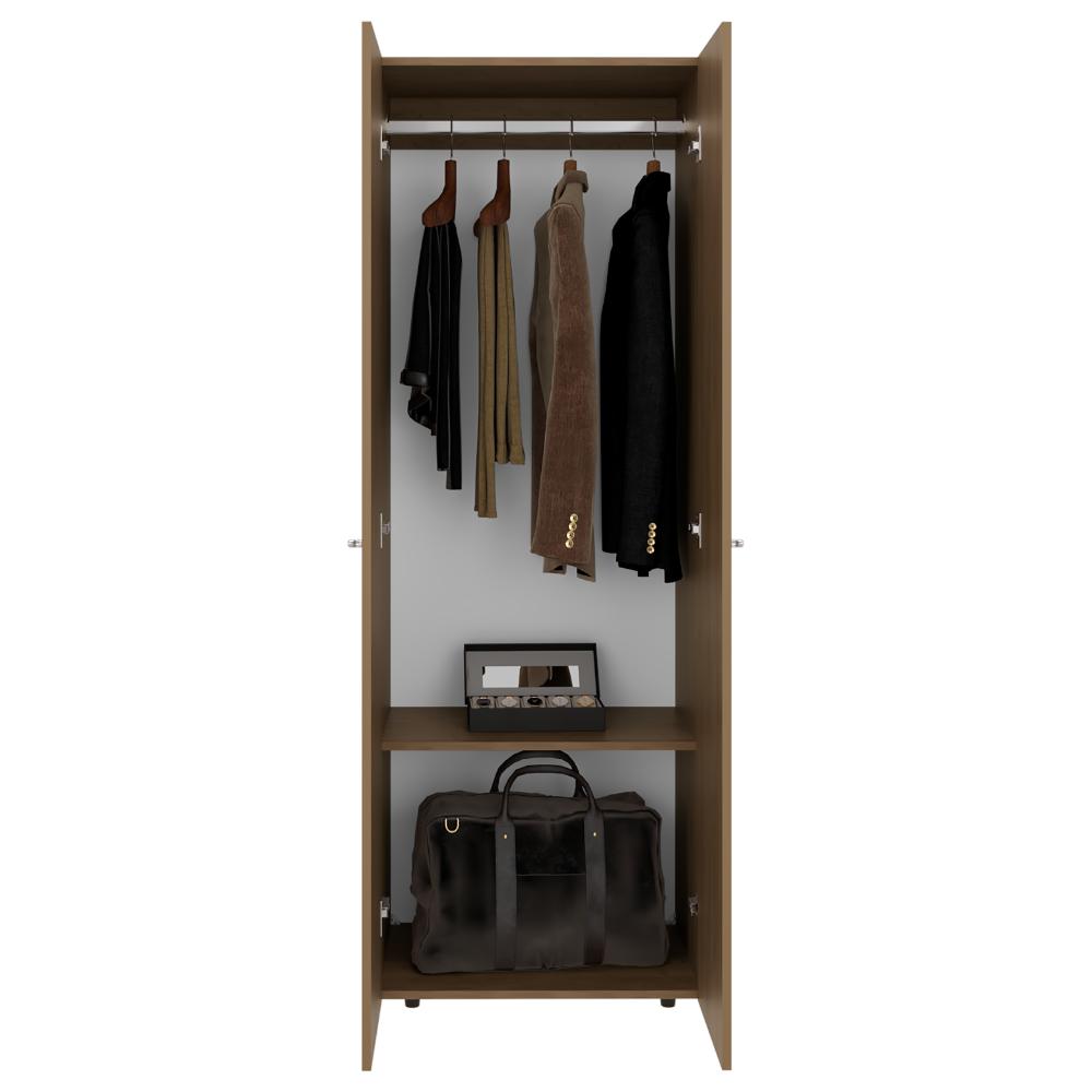 Closet Beico, Fresno Europeo y Blanco Duqueza, con dos Puertas Abatibles y un Tubo cromado ZF