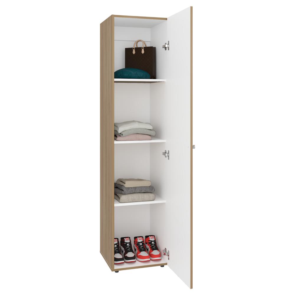 Closet Alma, Fresno Europeo Y Blanco, Con Espejo, una puerta abatible variedad de entrepaños ZF