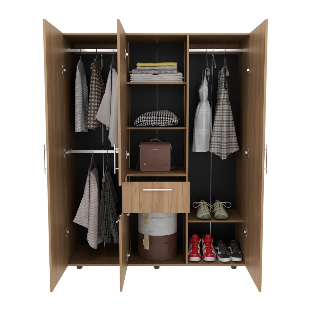 Closet Belen, Fresno Europeo y Wengue, con amplios espacios para guardar ropa ZF