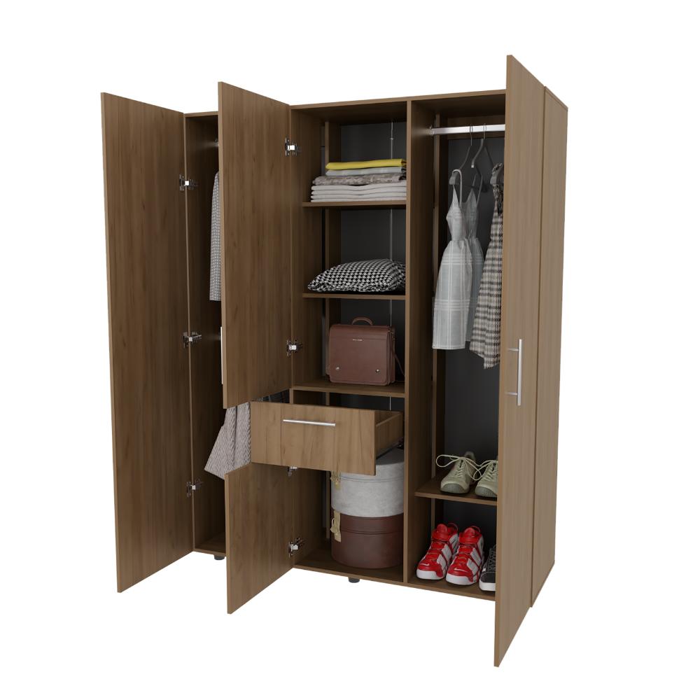 Closet Belen, Fresno Europeo y Wengue, con amplios espacios para guardar ropa ZF