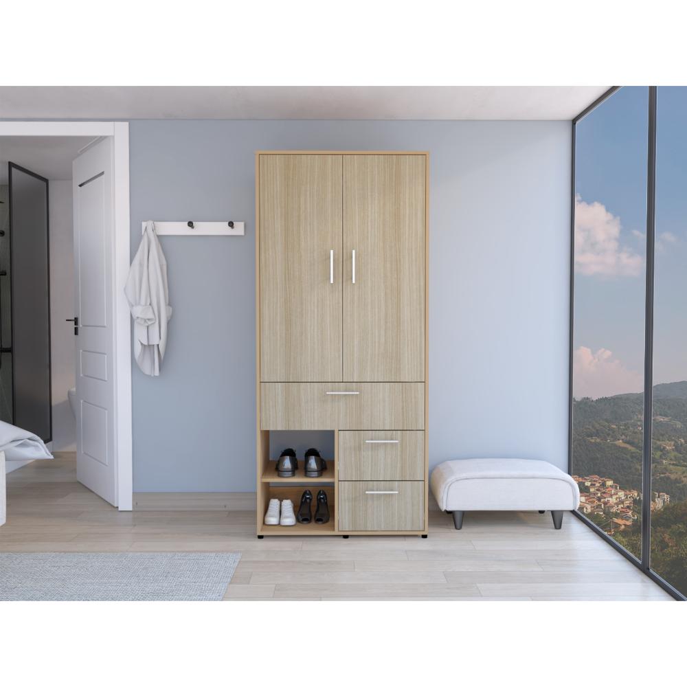 Closet sevilla, Fresno Europeo, con Dos Puertas Abatibles y Tres Cajones