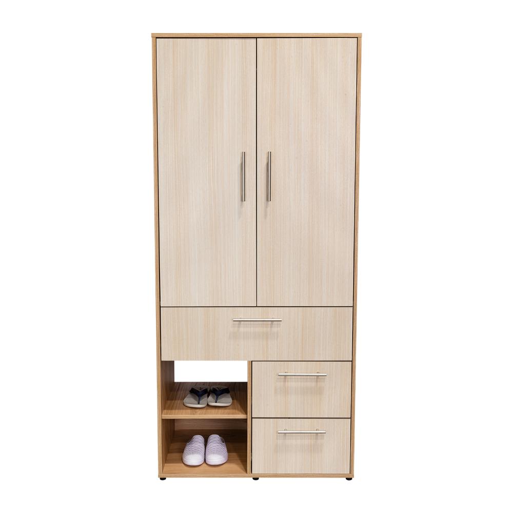 Closet sevilla, Fresno Europeo, con Dos Puertas Abatibles y Tres Cajones