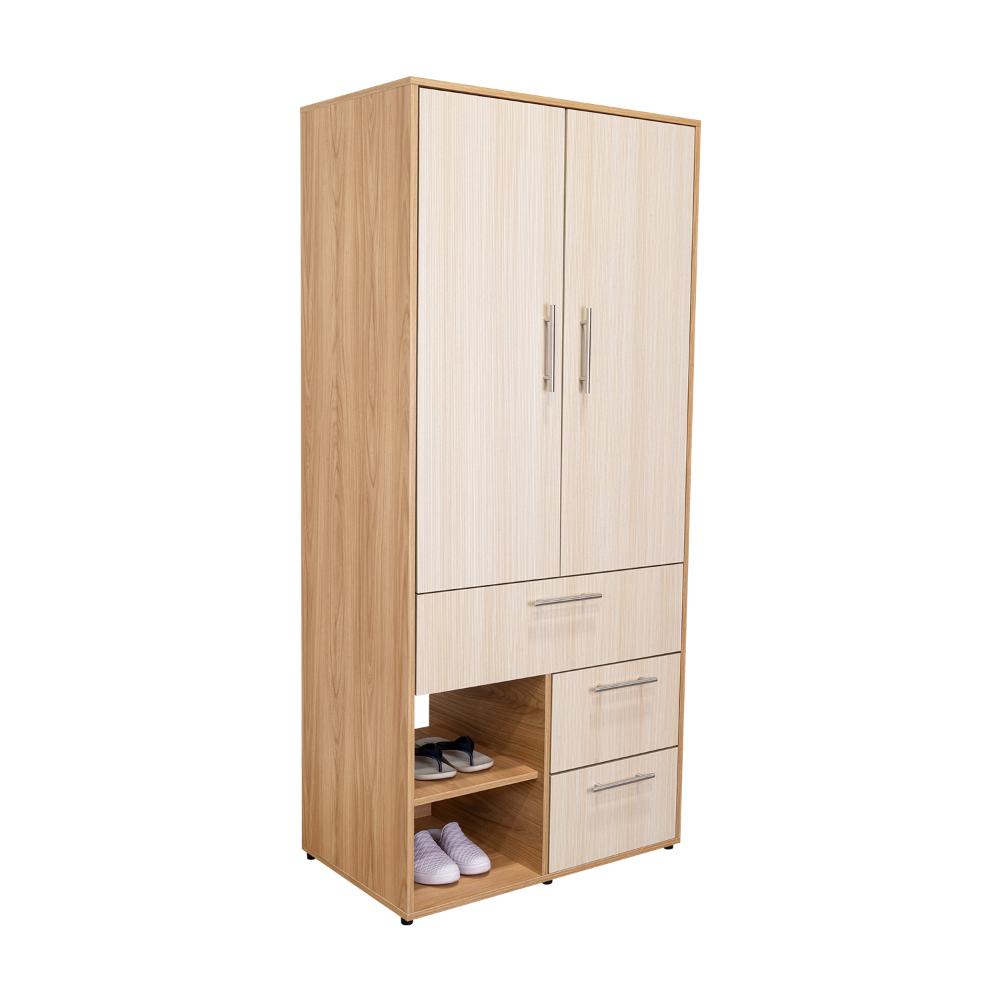 Closet sevilla, Fresno Europeo, con Dos Puertas Abatibles y Tres Cajones