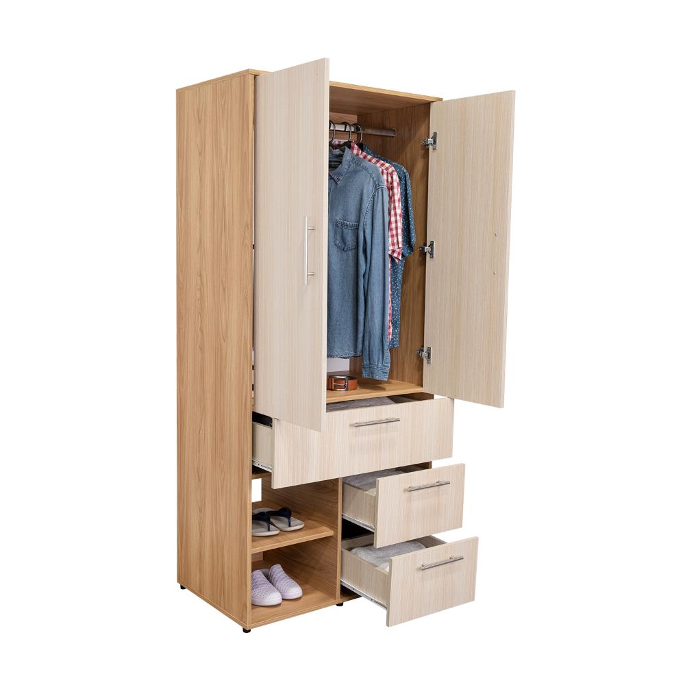 Closet sevilla, Fresno Europeo, con Dos Puertas Abatibles y Tres Cajones