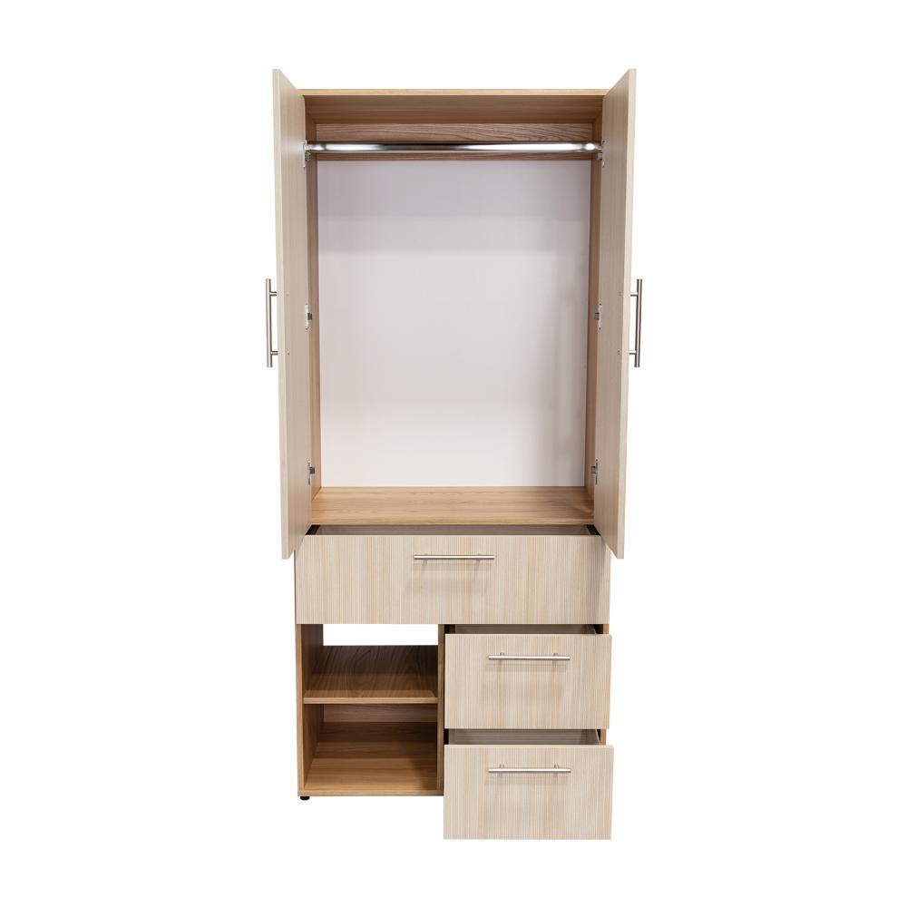 Closet sevilla, Fresno Europeo, con Dos Puertas Abatibles y Tres Cajones