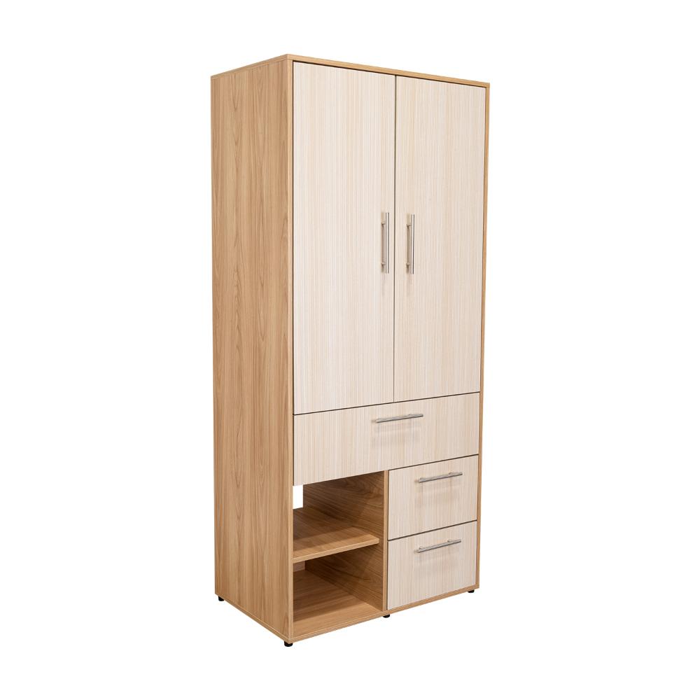 Closet sevilla, Fresno Europeo, con Dos Puertas Abatibles y Tres Cajones