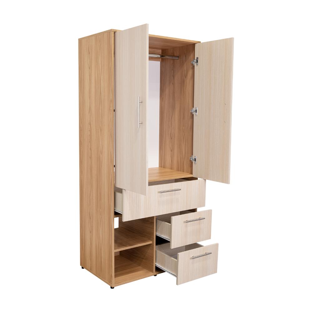 Closet sevilla, Fresno Europeo, con Dos Puertas Abatibles y Tres Cajones