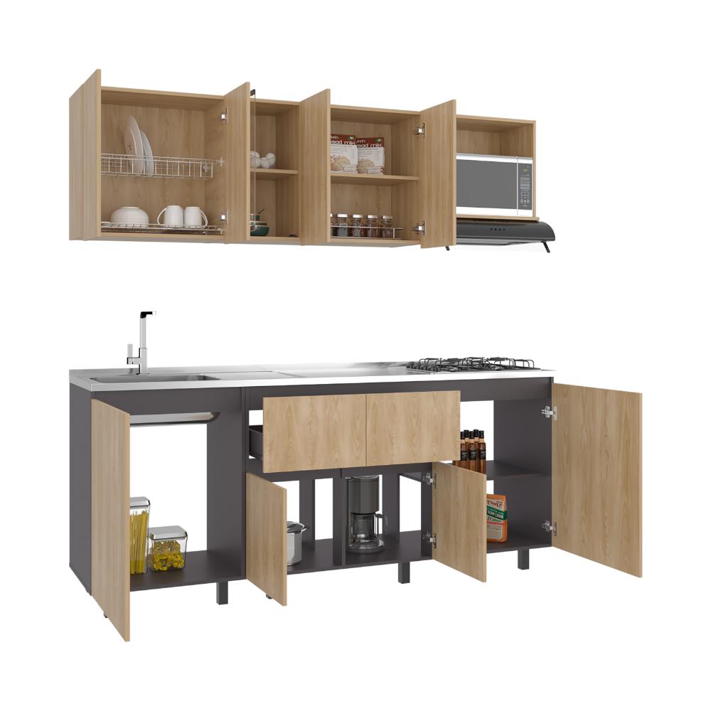 Cocina Integral Amantia, Fresno Europeo y Plata Oscuro, No Incluye Meson