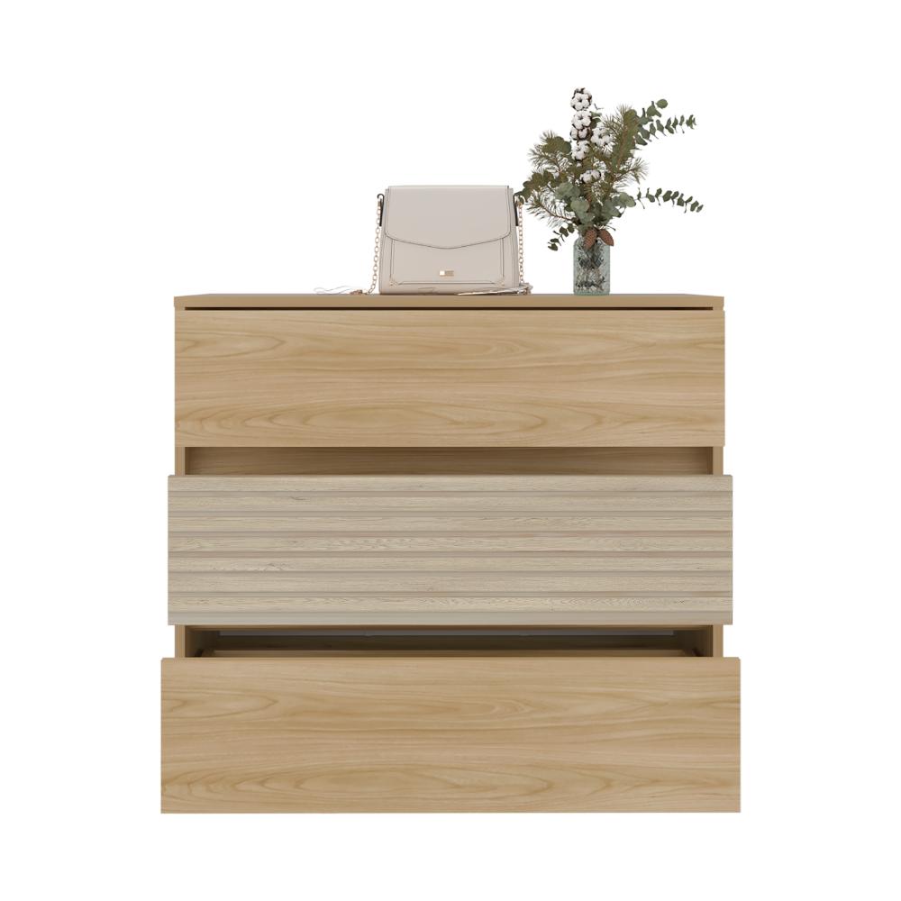 Organizador Wandda,Fresno Europeo y Roble Natural, con tres cajones