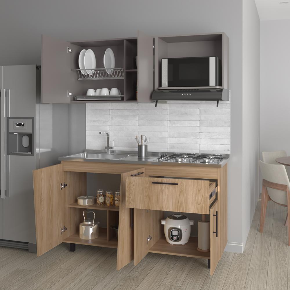 Cocina Integral 150 Emilia, Fresno Europe y Taupe, No Incluye Mesón