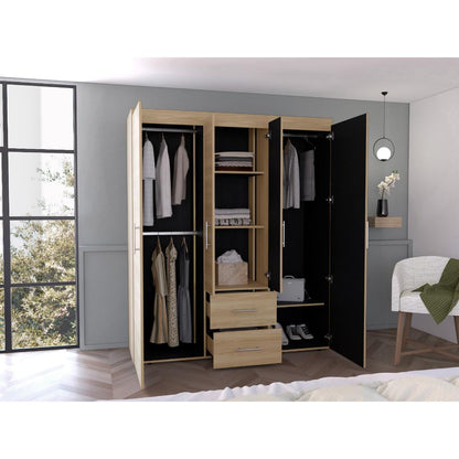 Closet Bariloche Bombay Eco, Fresno Europeo y Wengue , con Variedad de Entrepaños y Cuatro Puertas Abatibles