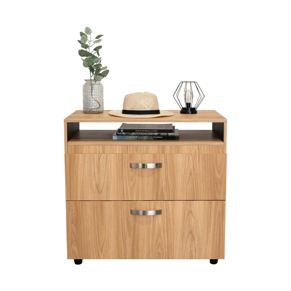 Organizador Barin, Fresno Europeo y Wengue, con compatimentos para objetos decorativos