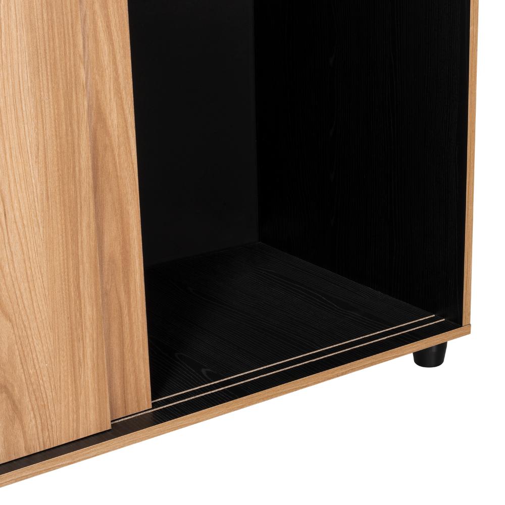 Closet Angelo 150, Fresno Europeo y Wengue, con Tres Puertas Corredizas