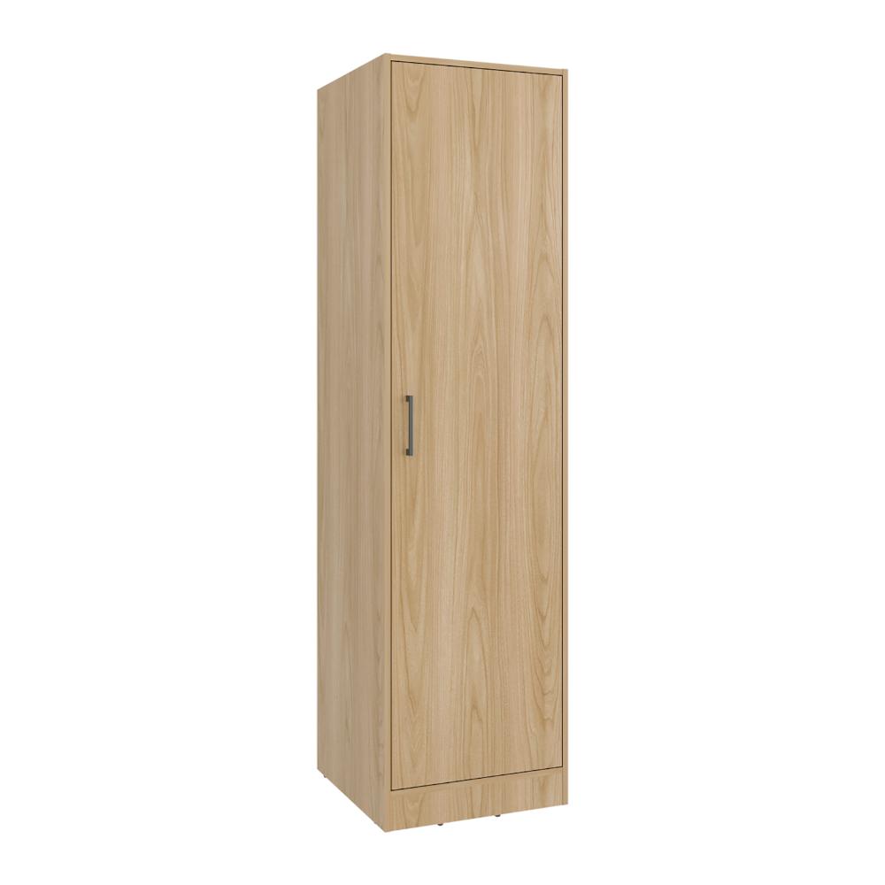 Closet Cley, Fresno Europeo y Wengue, con un tubo de acero cromado para colgar ropa