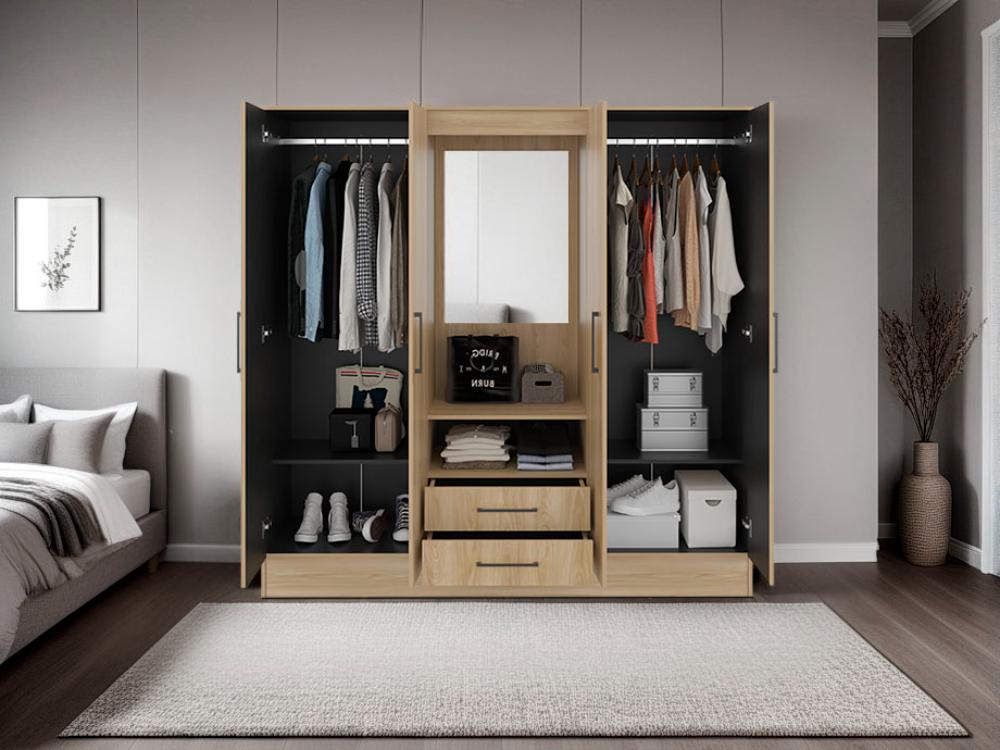 Closet Barmine, Fresno Europeo y Wengue, con dos cajones organizadores multiusos ZF