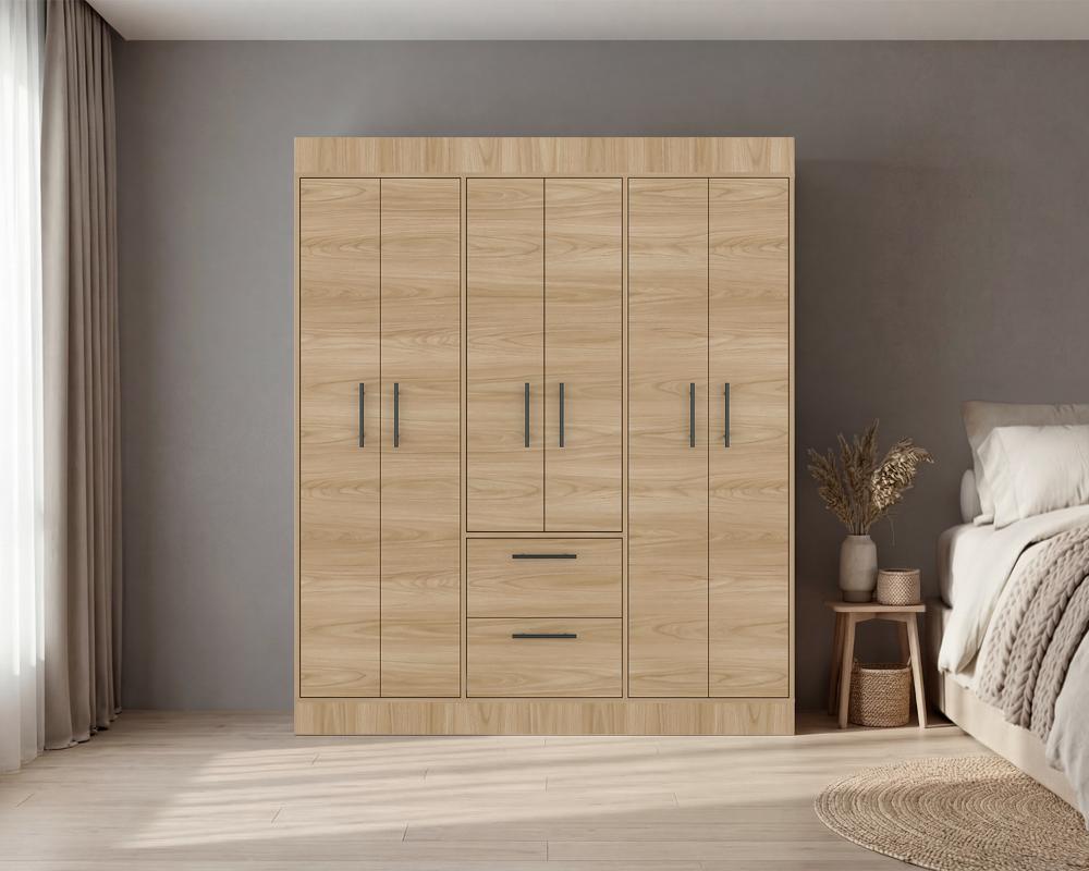 Closet Aura, Fresno Europeo y Wengue, con 6 puertas y 2 cajones