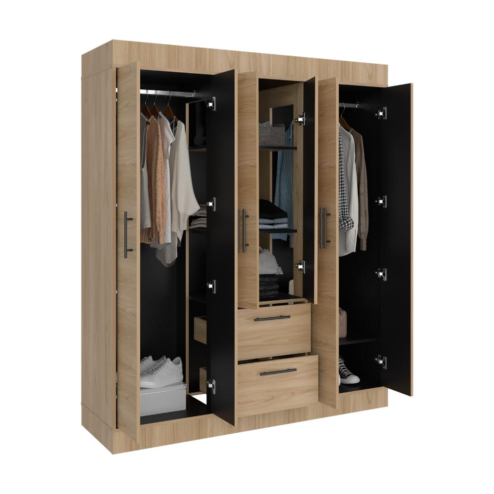 Closet Aura, Fresno Europeo y Wengue, con 6 puertas y 2 cajones