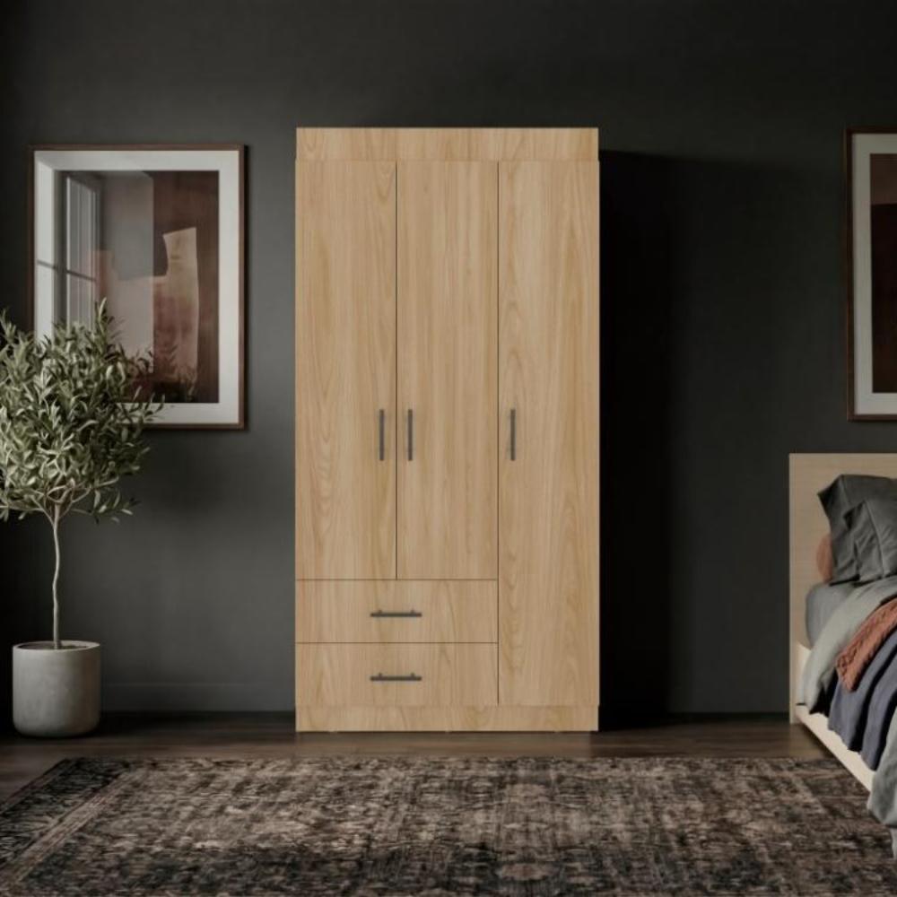 Closet Houston, Fresno Europeo y Wengue, Con Tres Puertas Batientes y Dos Cajones Con Amplio Espacio De Almacenamiento