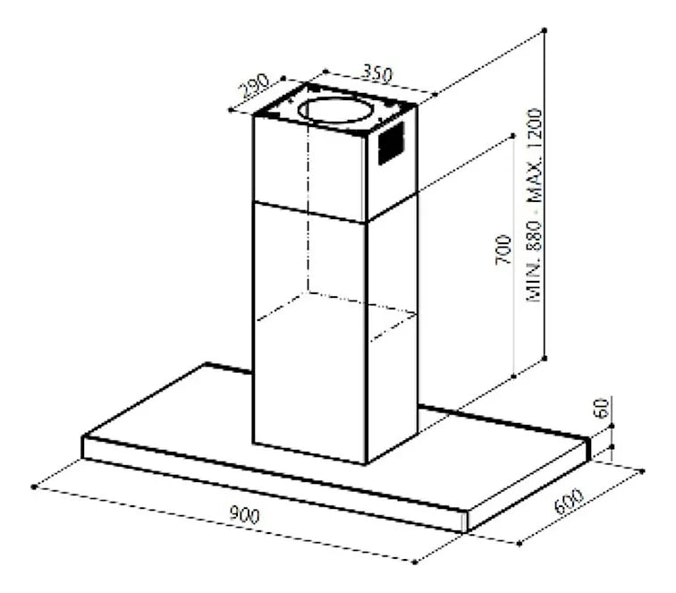 Campana de Pared Ge 90cm Inox, Plateado