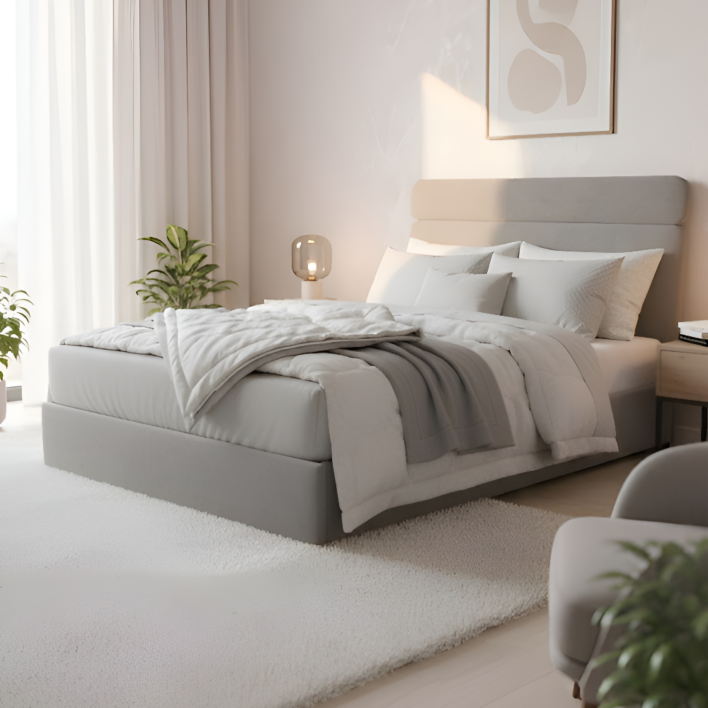 Cama Tapizada Formosa Galleta en madera