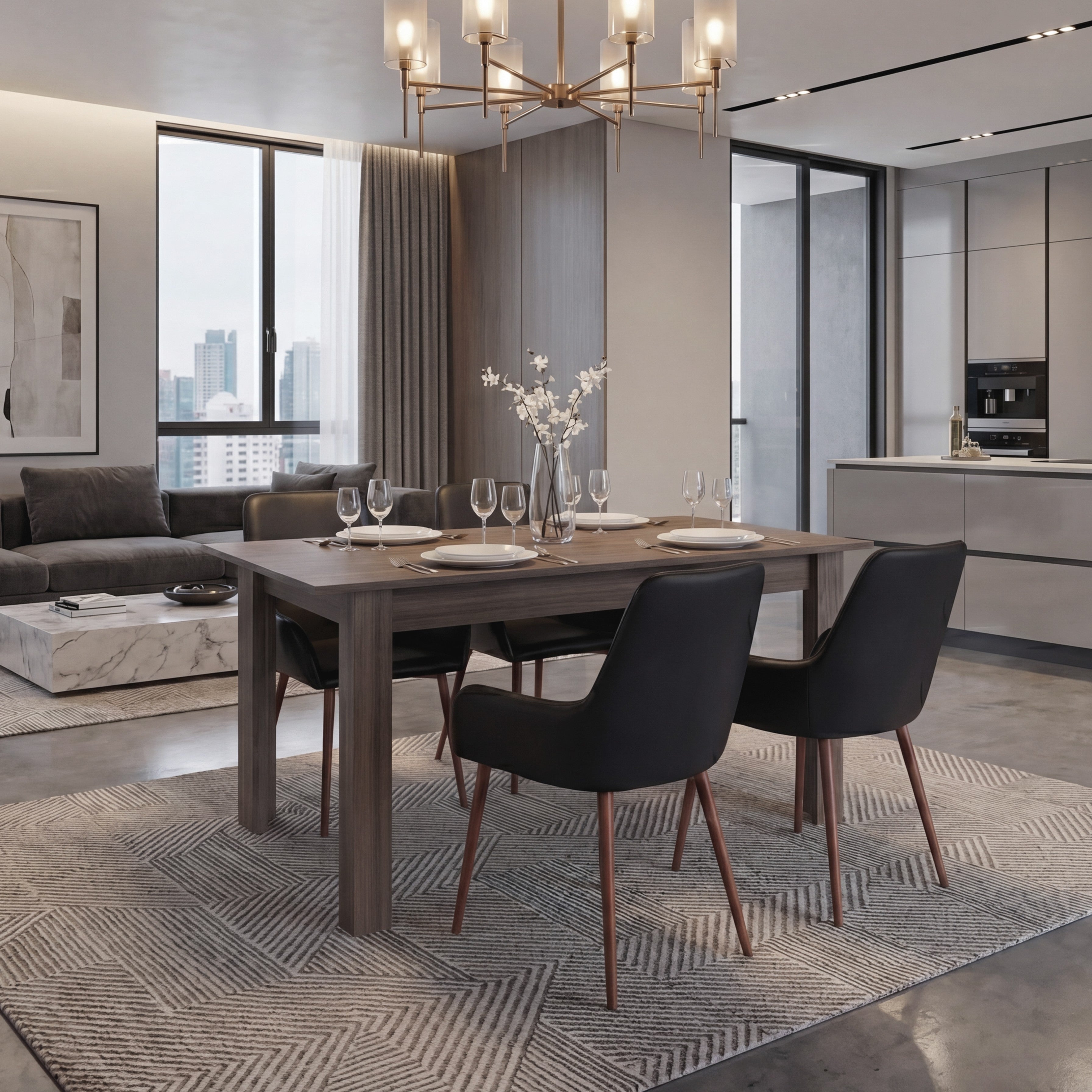 Mesa para Comedor Estrella 160, Avellana, con Espacio para Cuatro Personas, No Incluye Sillas