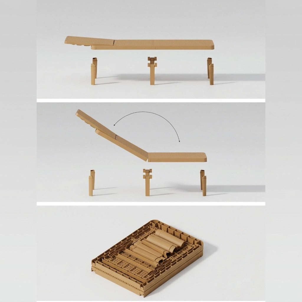 Set de 4 Camas Asoleadoras Delhi, Amarillo, Diseño Minimalista
