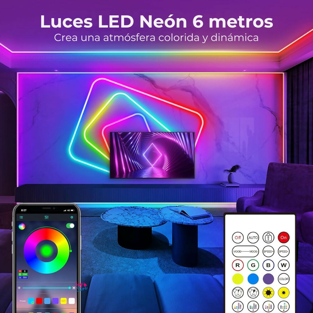 Cinta Neón Flex 6mts Tira Luz LED Impermeable Bluetooth