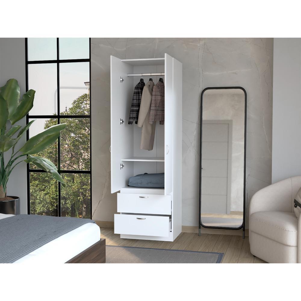 Closet Agata, Blanco, Con Dos Ppuertas y Dos Cajones ZF