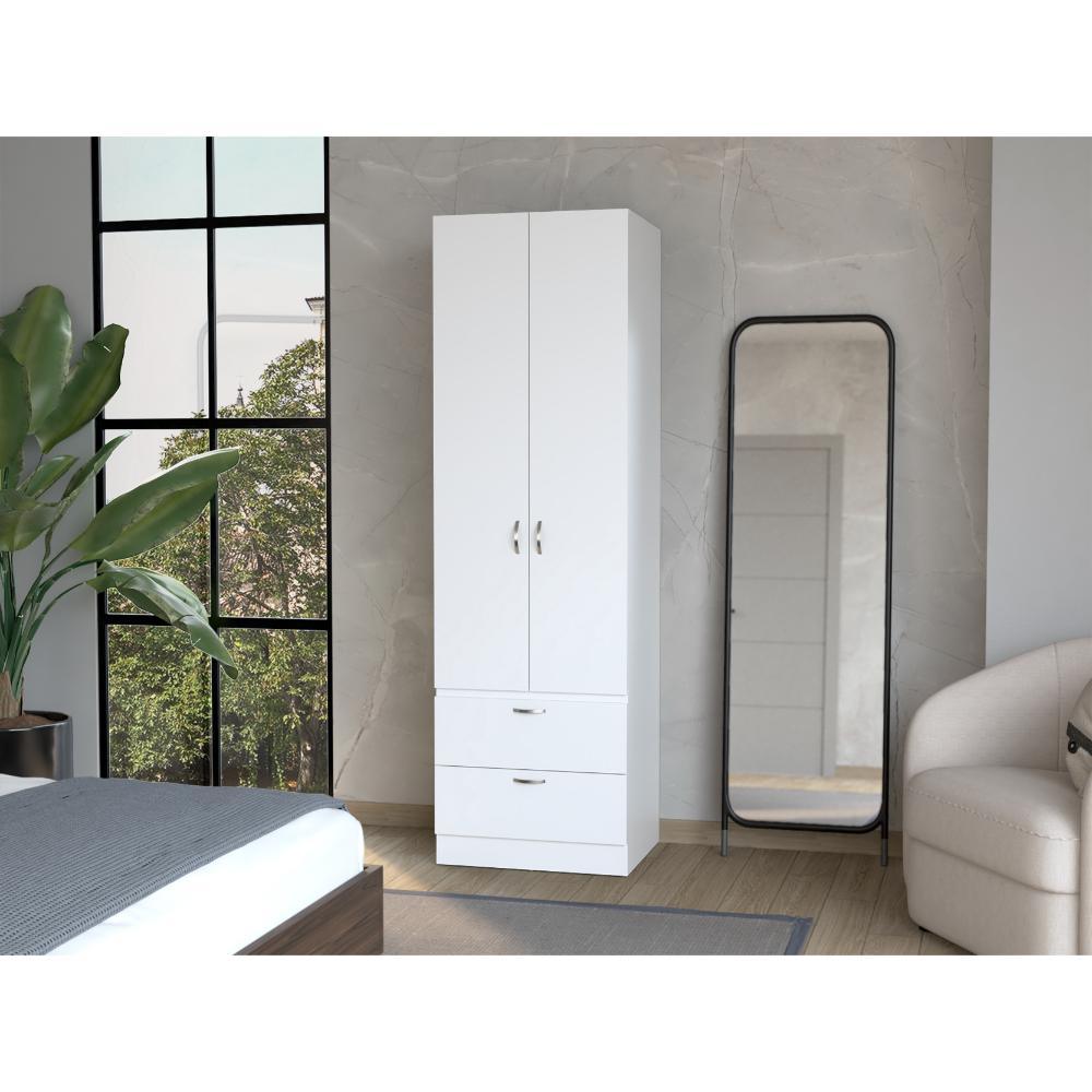 Closet Agata, Blanco, Con Dos Ppuertas y Dos Cajones ZF