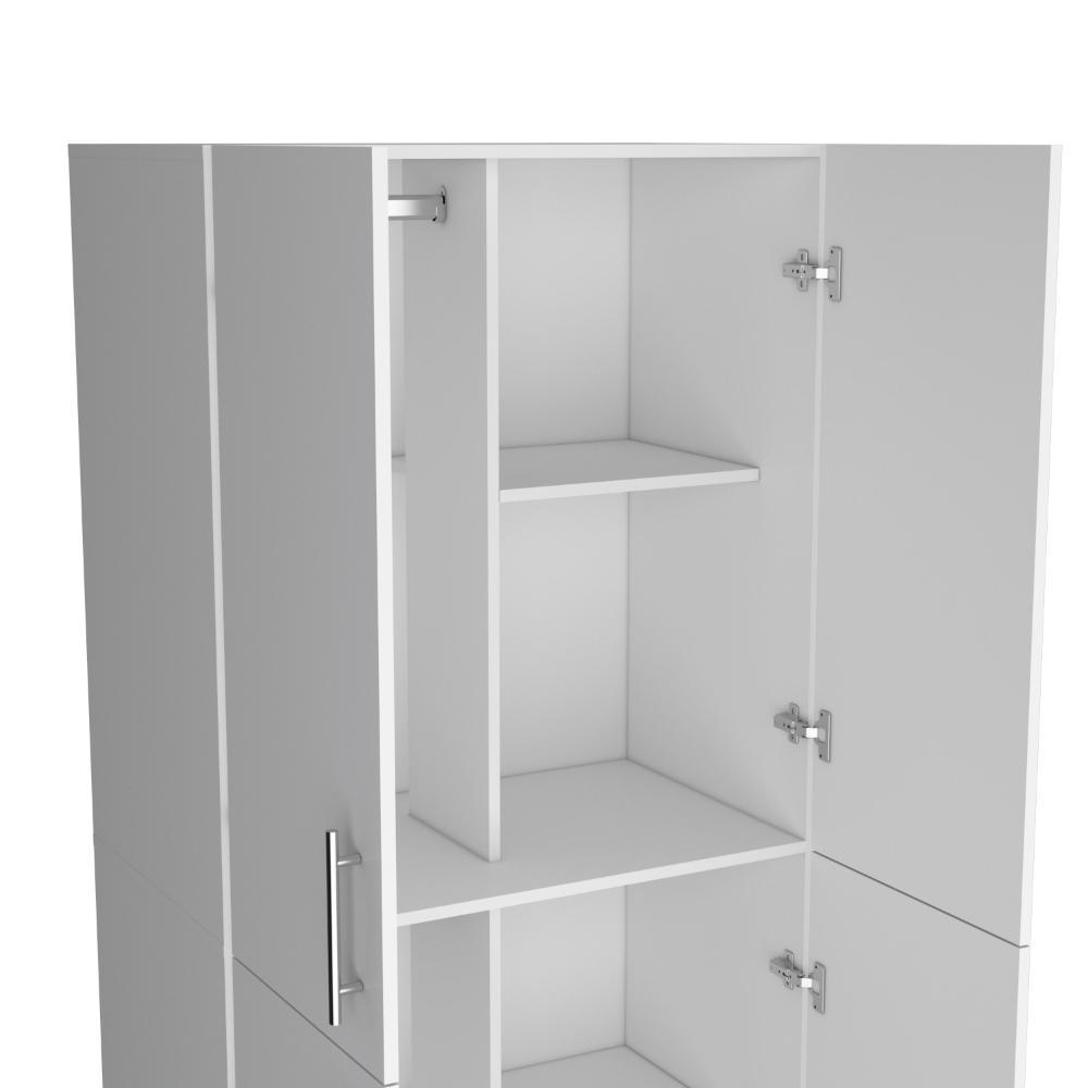 Clóset Hancel, Blanco Duqueza, Cuatro Puertas Abatibles y Dos Tubos Cromados ZF