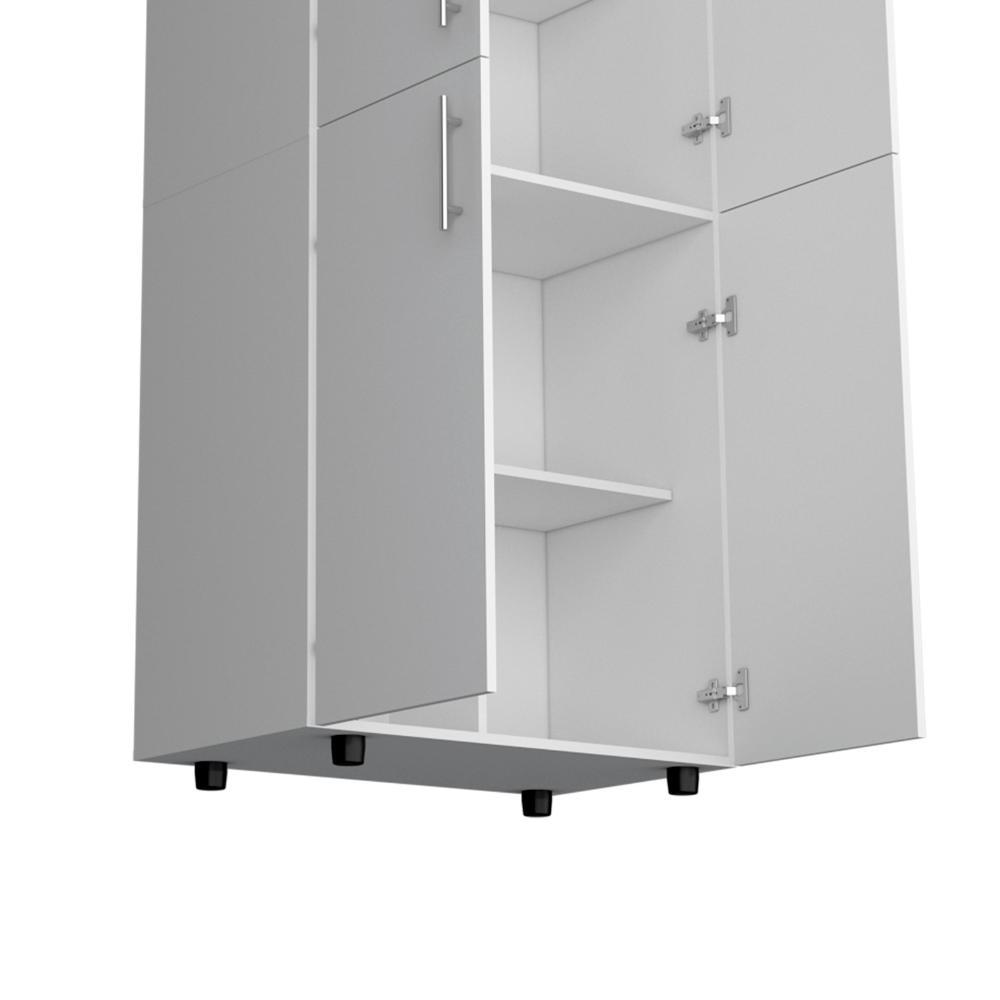 Clóset Hancel, Blanco Duqueza, Cuatro Puertas Abatibles y Dos Tubos Cromados ZF