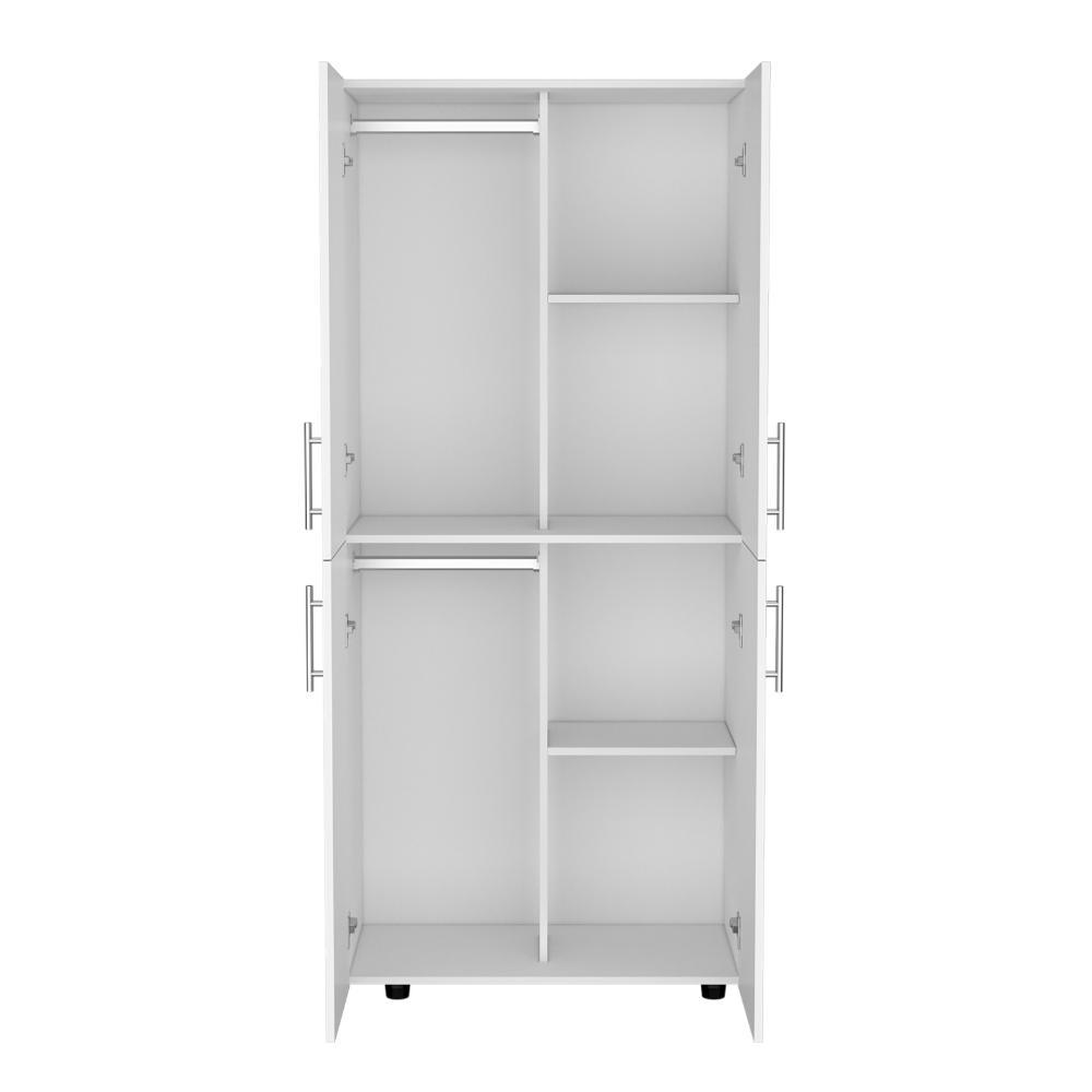 Clóset Hancel, Blanco Duqueza, Cuatro Puertas Abatibles y Dos Tubos Cromados ZF