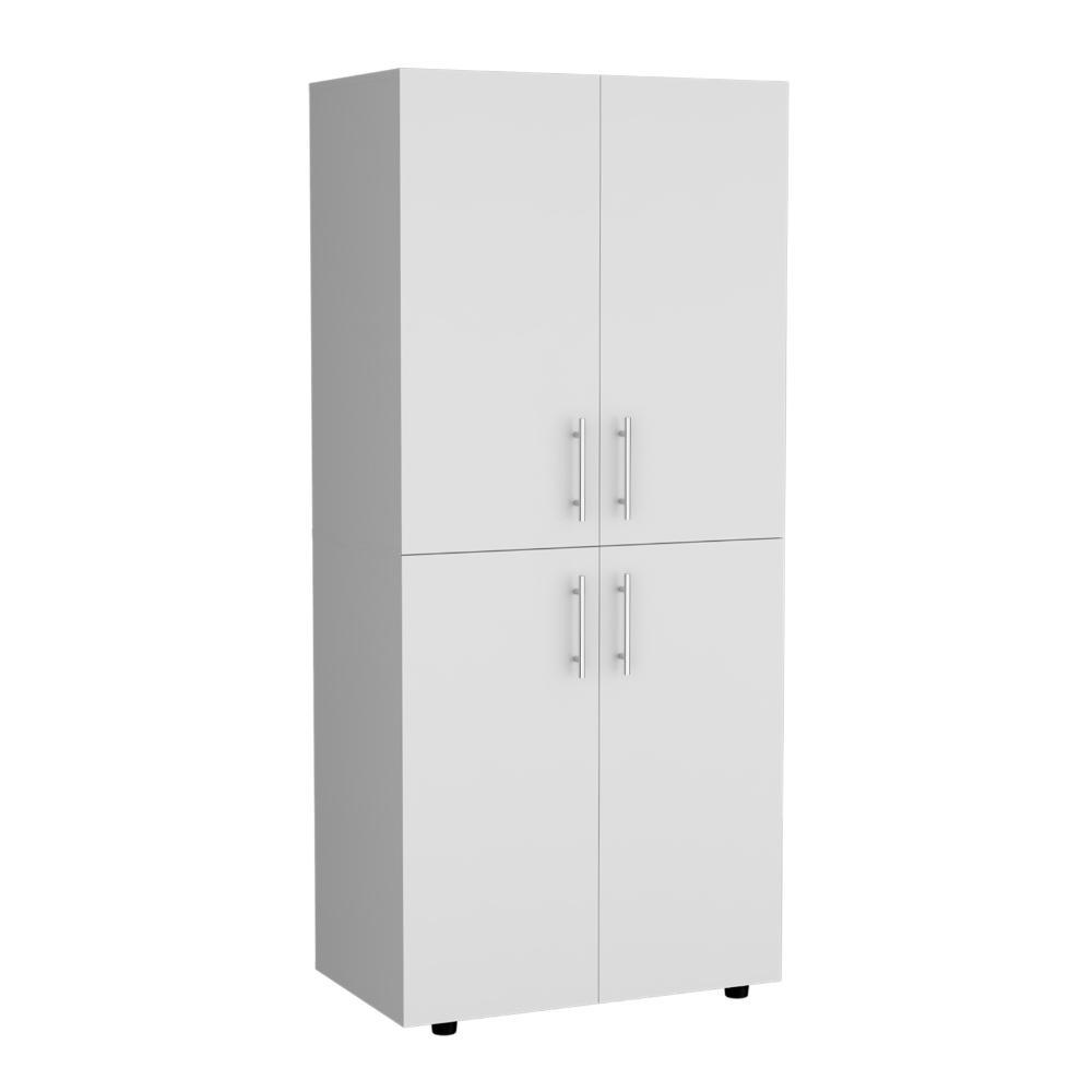 Clóset Hancel, Blanco Duqueza, Cuatro Puertas Abatibles y Dos Tubos Cromados ZF